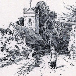 St Oswald's church and wall of The White House c.1900